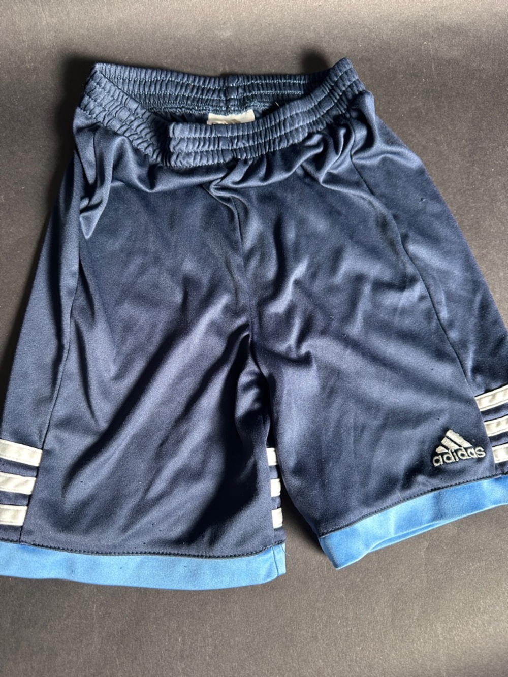 adidas Navy Athletic Shorts with Light Blue Stitching